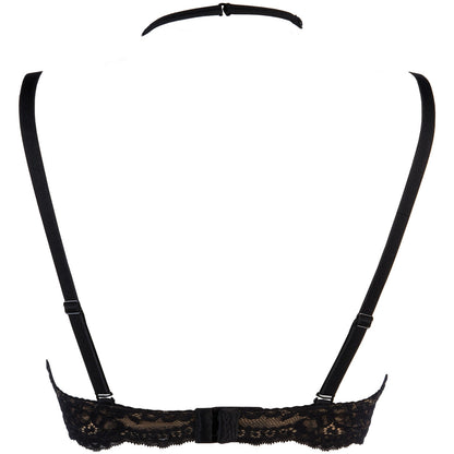 Axami V-9461 schwarzer Neckholder-BH in Rückansicht mit schmalen Trägern und verstellbarem Hakenverschluss