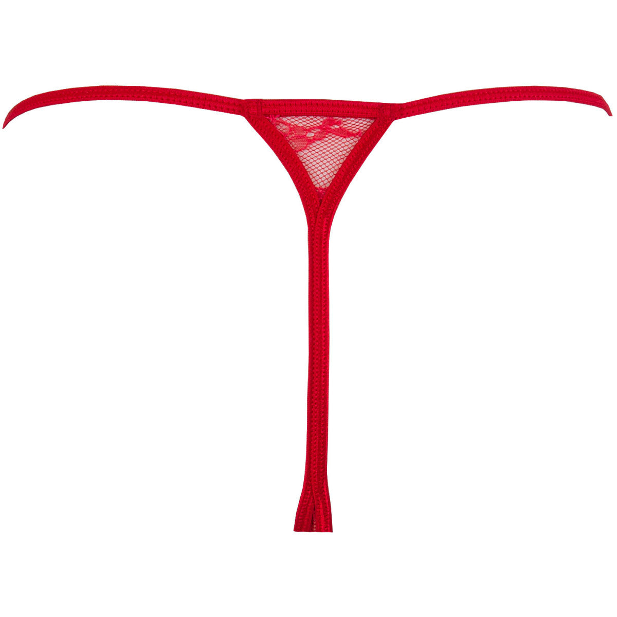 Axami V-9589 roter String in Rückansicht mit schmalem T-Schnitt und elastischem Bund