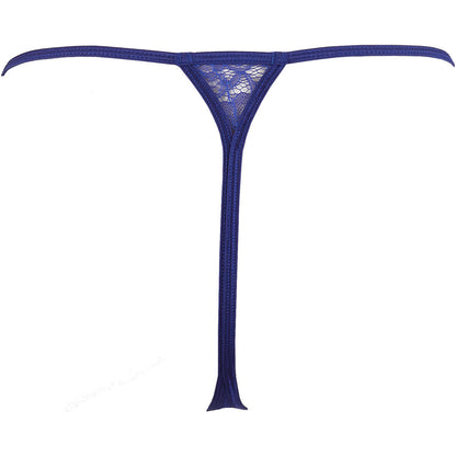 Axami V-9609 blauer String in Rückansicht mit schmalem T-Schnitt und elastischem Bund
