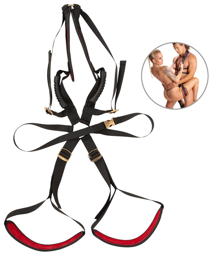 Produktansicht des Bad Kitty Body Swing Deluxe mit Schulterpolstern, Beinpolstern und Haltegriffen