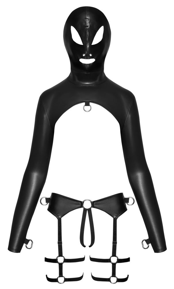 Bad Kitty Bondage-Dessous-Set mit Kopfmasken-Top und Harness-String als Komplettansicht