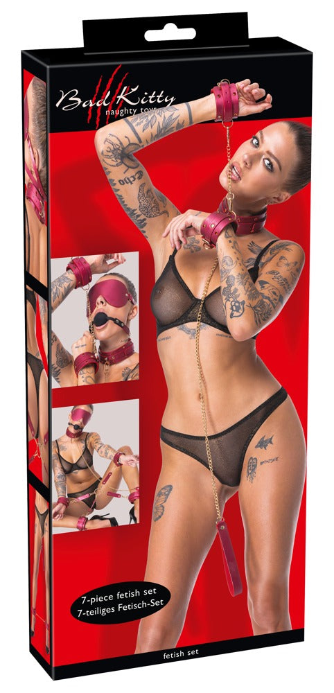 Produktverpackung des Bad Kitty Bondage-Sets 6-teilig Pink Pearl mit Hogtie