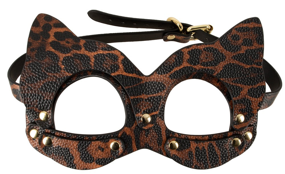 Bad Kitty Augenmaske im Leo-Look – Freisteller mit schwarzer Einfassung und goldfarbenen Details