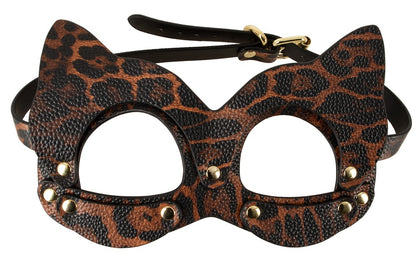 Bad Kitty Augenmaske im Leo-Look – Freisteller mit schwarzer Einfassung und goldfarbenen Details