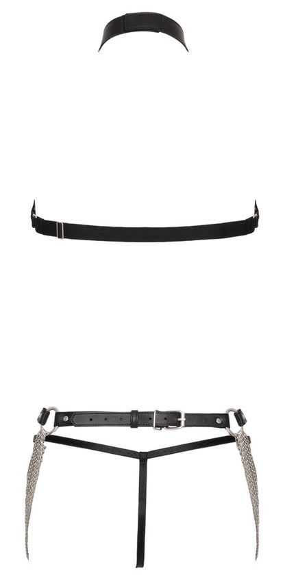 Rückansicht des Brust- und Hüft-Harnesses mit String freigestellt