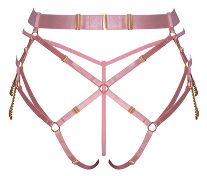 Bad Kitty Harness-String mit Mini-String in Rosé in der Rückansicht