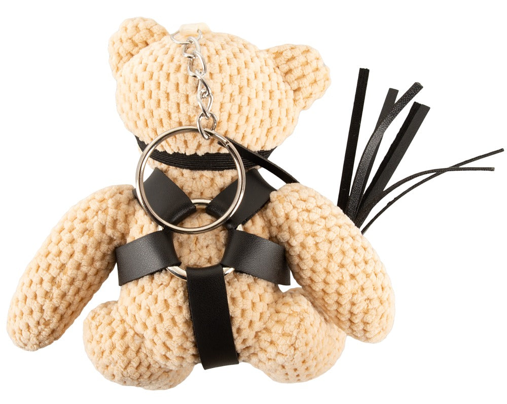 Bad Kitty SM-Teddy Schlüsselanhänger mit schwarzem Harness in der Rückansicht
