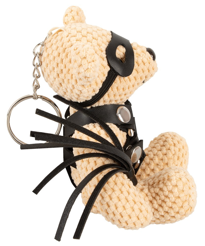 Bad Kitty SM-Teddy Schlüsselanhänger mit schwarzem Harness in der Seitenansicht
