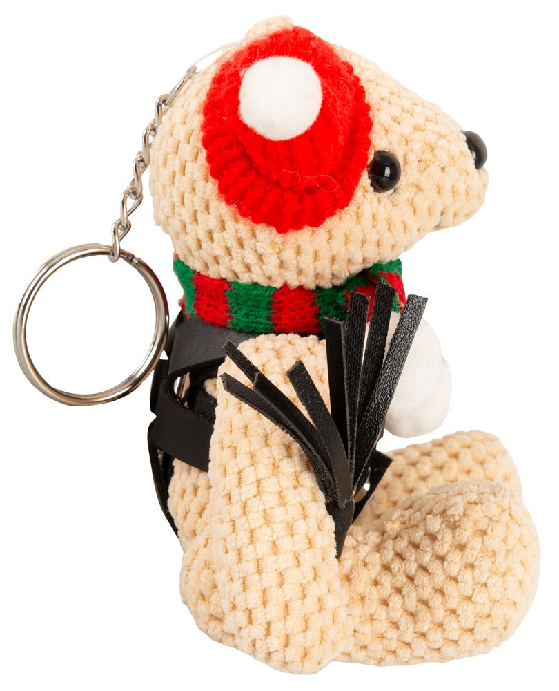 Bad Kitty SM-Teddy Winter Edition Schlüsselanhänger in der Seitenansicht mit Schlüsselring