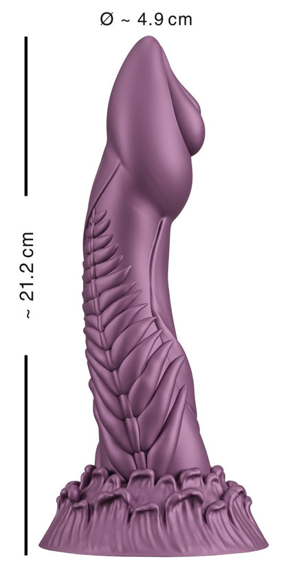 Maßgrafik des Beasty Cocks Alien Phallus mit Gesamtlänge und maximalem Durchmesser