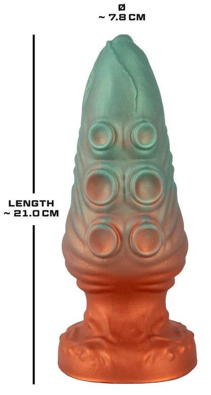 Maßgrafik des Beasty Cocks Atlantis Anal mit Gesamtlänge, Einführlänge und Durchmesser