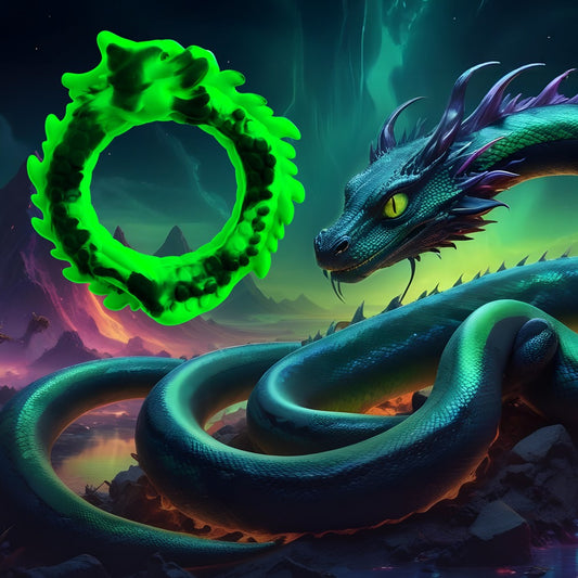 Beasty Cocks Dragon Loop mit illustrativem Drachenmotiv und grünem Fantasy-Design