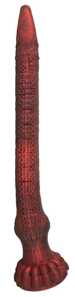 Seitenansicht des Beasty Cocks Enormous Eel XXL Dildos mit langem strukturiertem Schaft