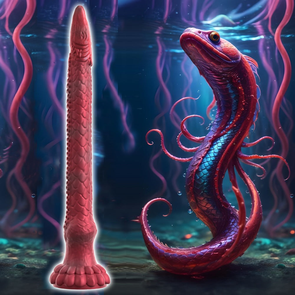 Beasty Cocks Enormous Eel mit mystischer Schlangenfisch-Grafik und roter Metallic-Optik