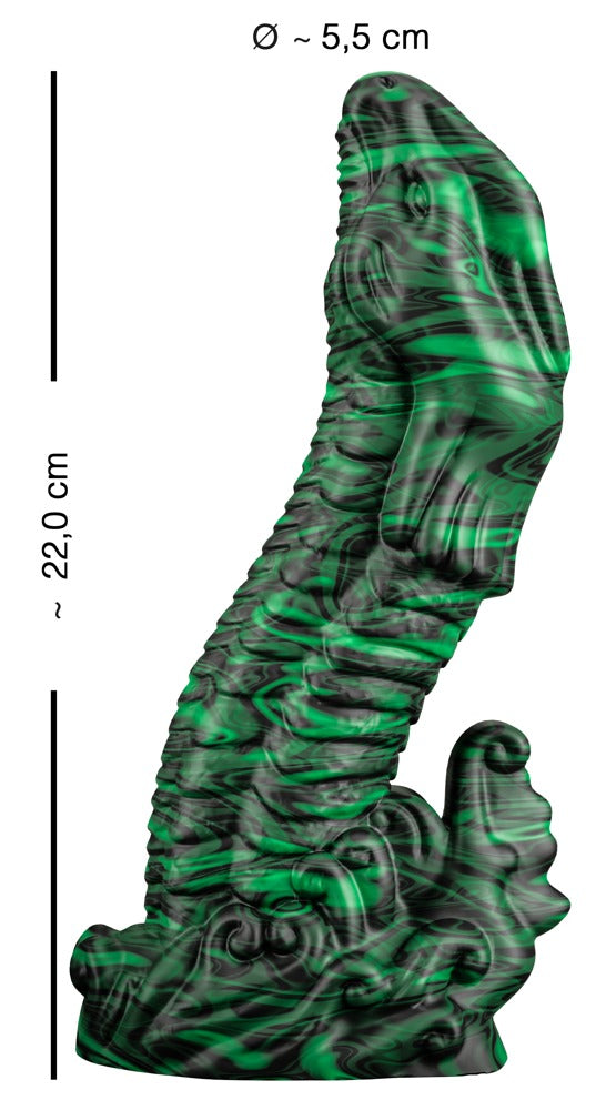 Maßgrafik des Beasty Cocks Lizard Peak mit Gesamtlänge und maximalem Durchmesser