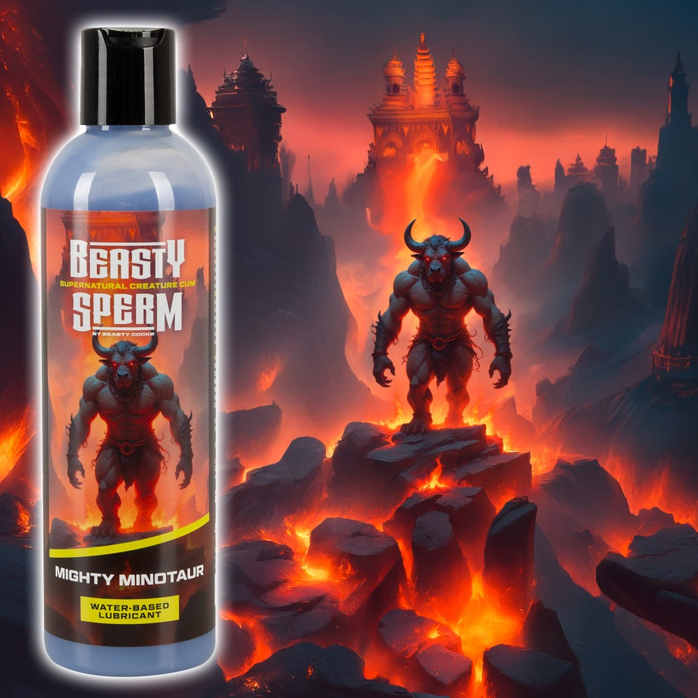 Beasty Cocks Mighty Minotaur Gleitgel mit feurigem Minotaur-Fantasy-Motiv