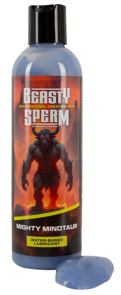 Beasty Cocks Mighty Minotaur Fantasy-Gleitgel mit Flasche und graublauer Gelprobe
