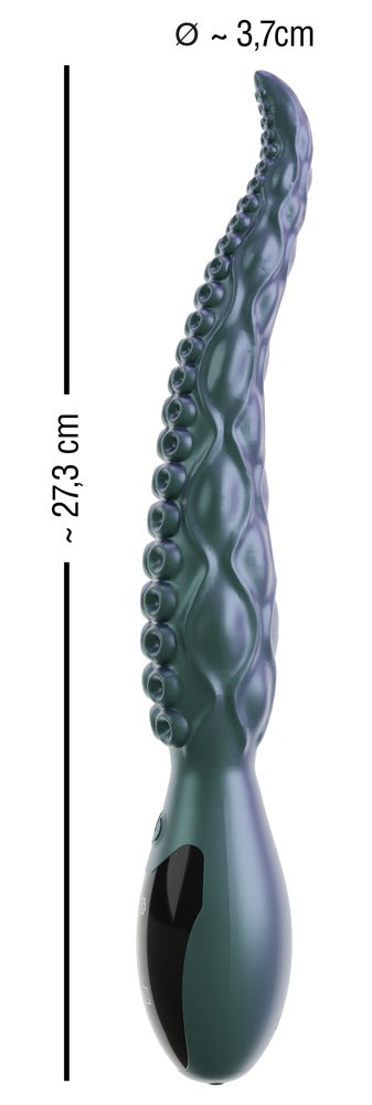 Maßgrafik des Beasty Cocks Octo Vibes mit Gesamtlänge und maximalem Durchmesser