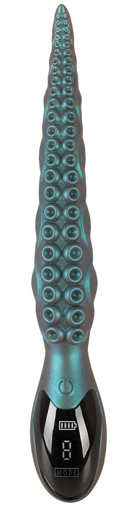 Beasty Cocks Octo Vibes in Frontansicht mit langem strukturiertem Tentakel-Schaft und Bedienelement