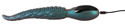 Beasty Cocks Octo Vibes mit USB-Ladekabel und Detailansicht des Bedienelements mit LED-Anzeige