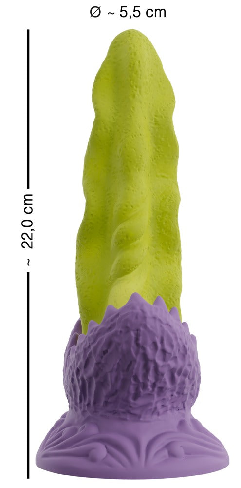 Maßgrafik des Beasty Cocks Passionate Plant mit Gesamtlänge und maximalem Durchmesser