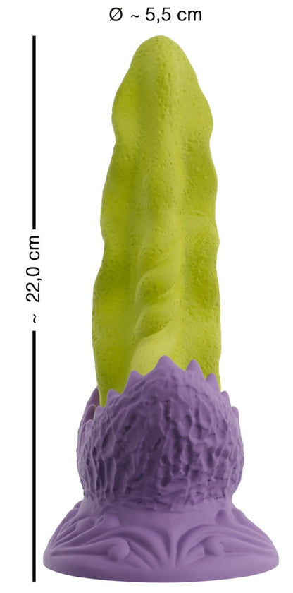 Maßgrafik des Beasty Cocks Passionate Plant mit Gesamtlänge und maximalem Durchmesser