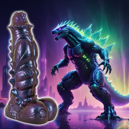Beasty Cocks Tech-Zilla Bang mit illustrativem Reptilienmonster und mystischem Fantasy-Design