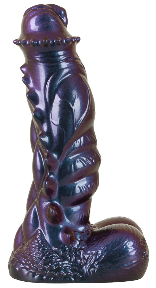 Seitenansicht des Beasty Cocks Tech-Zilla Bang mit ausgeprägten Reptilienstrukturen und Metallic-Optik