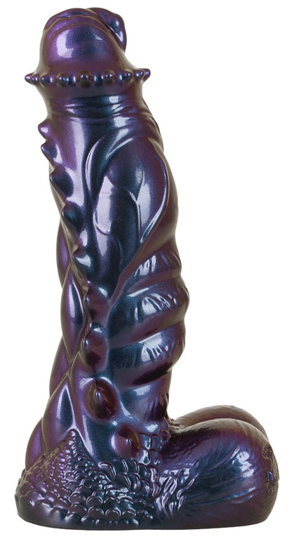 Seitenansicht des Beasty Cocks Tech-Zilla Bang mit ausgeprägten Reptilienstrukturen und Metallic-Optik