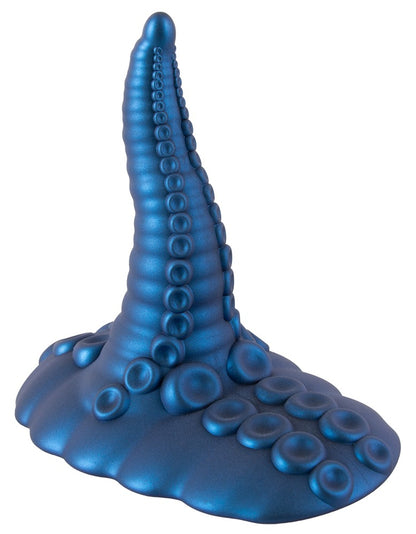 Seitenansicht des Beasty Cocks Tentacle Pad mit blauem Tentakel, Noppenstruktur und breiter Saugbasis