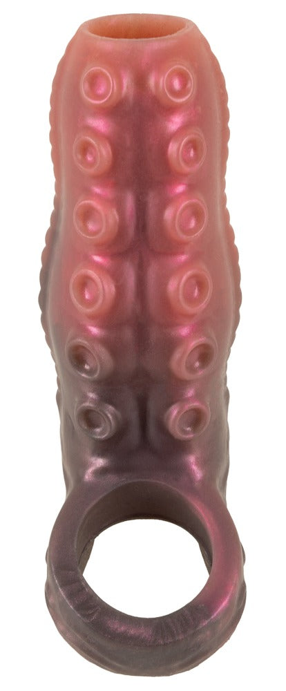 Beasty Cocks Tentacle Sleeve in Frontansicht mit offener Spitze, Tentakel-Struktur und integriertem Hodenring