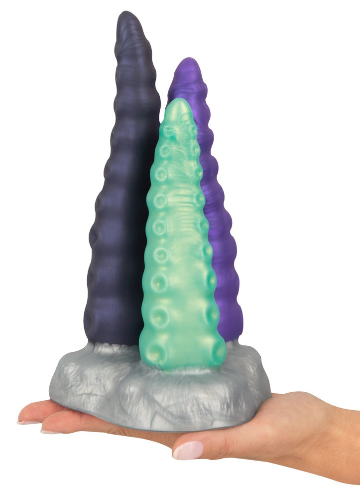 Beasty Cocks Triple Tentacle auf der Hand zur Darstellung von Größe, drei Tentakeln und gemeinsamer Basis