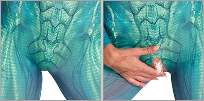 Rückseitiger Reißverschluss des Beasty Suits Fantasy-Reptilien-Overalls im Detail