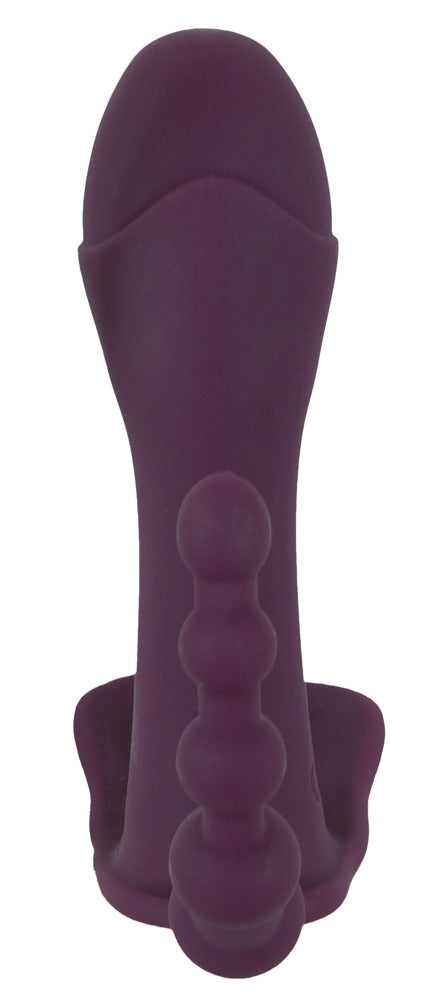 beau cœur ARIVA Triple Vibrator in Dunkelviolett – Unteransicht mit strukturierter Unterseite und abgerundeter Form