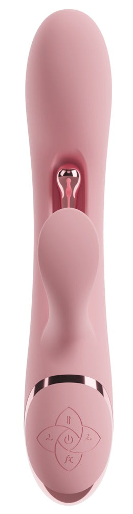 beau cœur AVENOR G-Spot Rabbit Vibrator in Altrosa – frontale Produktansicht mit geschwungenem Schaft, Bedienelementen und strukturiertem Griffbereich