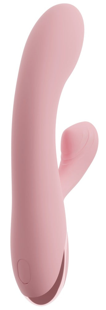 beau cœur AVENOR G-Spot Rabbit Vibrator in Altrosa – seitliche Produktansicht mit deutlich sichtbarem gebogenem Stimulationsarm