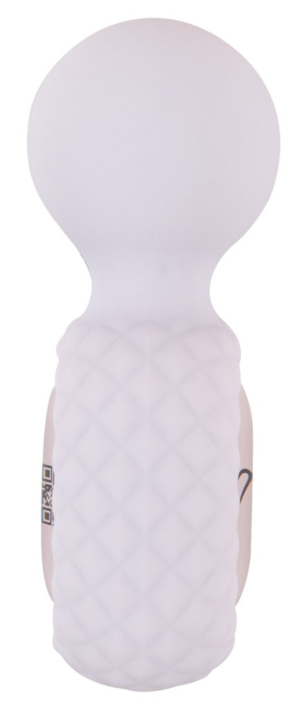 beau cœur CELORO Mini Wand in Helllila – Rückansicht mit rundem Massagekopf und strukturierter Griffoberfläche