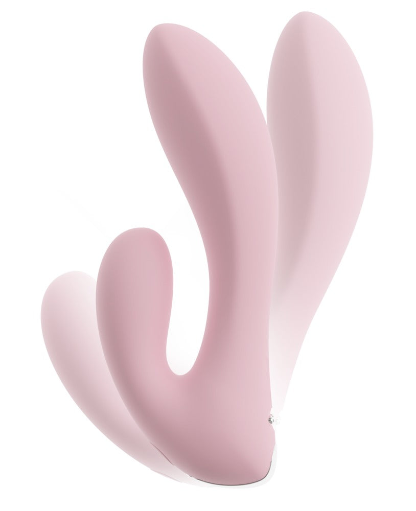 beau cœur CERYA Mini Rabbit Vibrator in Rosa – Detailansicht der geschwungenen Form mit seitlichem Stimulationsarm