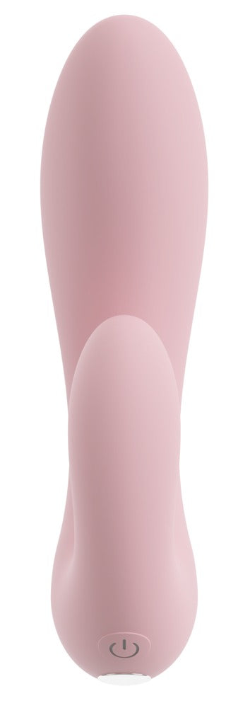 beau cœur CERYA Mini Rabbit Vibrator in Rosa – Frontansicht mit schlankem geschwungenem Schaft und seitlichem Stimulationsarm
