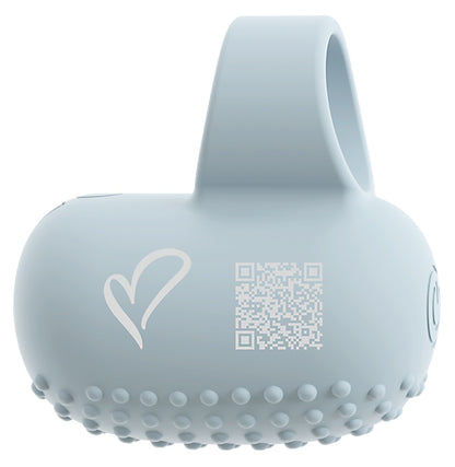beau cœur KIREMO Fingervibrator in Hellblau – Frontansicht mit flexiblem Fingerring und strukturierter Oberfläche
