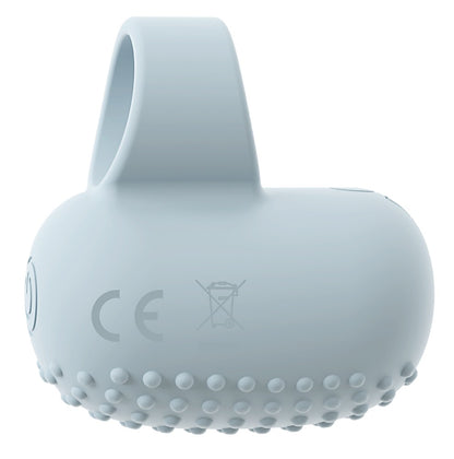 beau cœur KIREMO Fingervibrator in Hellblau – Rückansicht mit Fingerring und kompakter abgerundeter Form