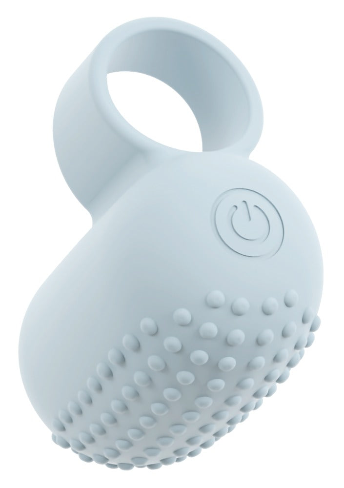beau cœur KIREMO Fingervibrator in Hellblau – schräge Produktansicht mit Fingerring und strukturierter Stimulationsfläche