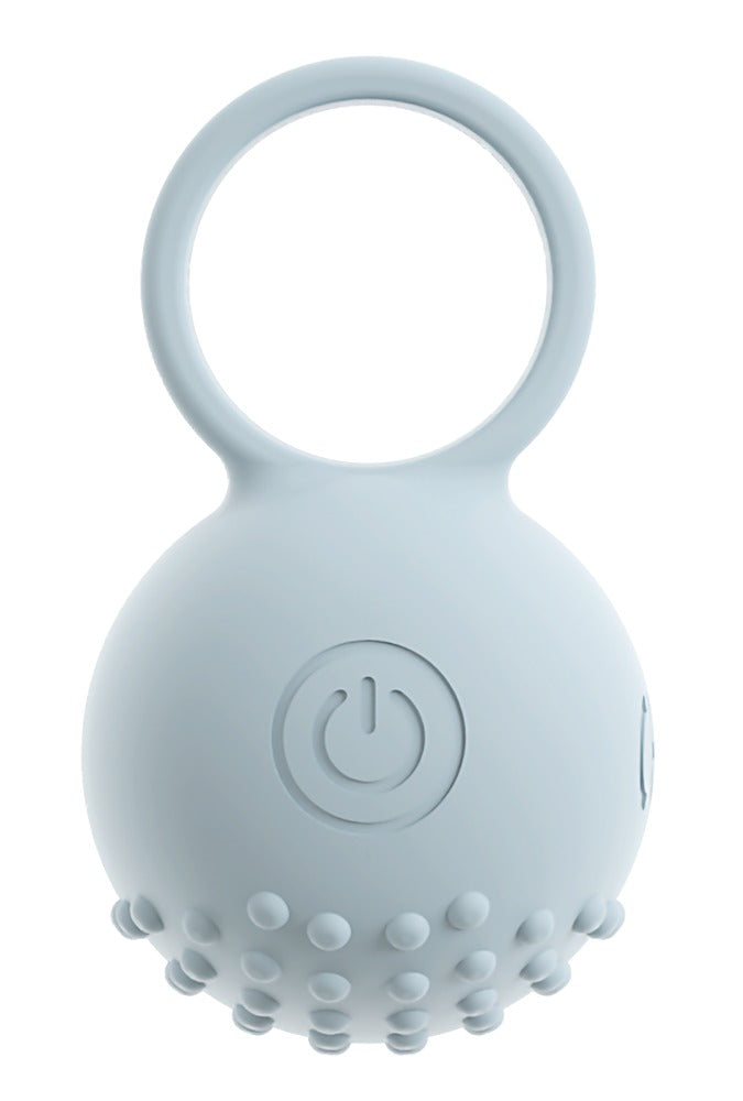 beau cœur KIREMO Fingervibrator in Hellblau – Unteransicht mit rundem Bedienelement und Fingerring