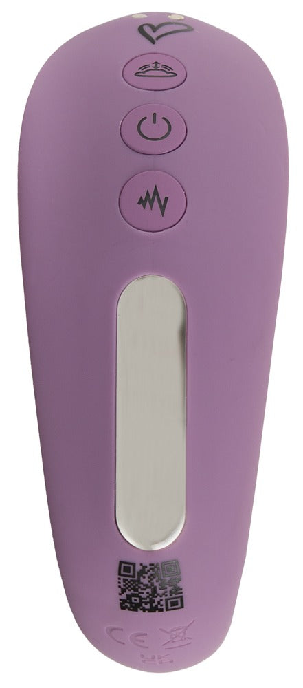 beau cœur MIREVA Triple Vibrator in Lila – Detailansicht des integrierten Bedienelements auf der Unterseite