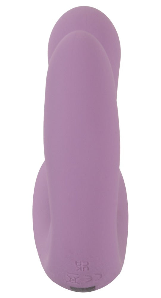 beau cœur MIREVA Triple Vibrator in Lila – Seitenansicht mit geschwungener Form und drei Stimulationsarmen