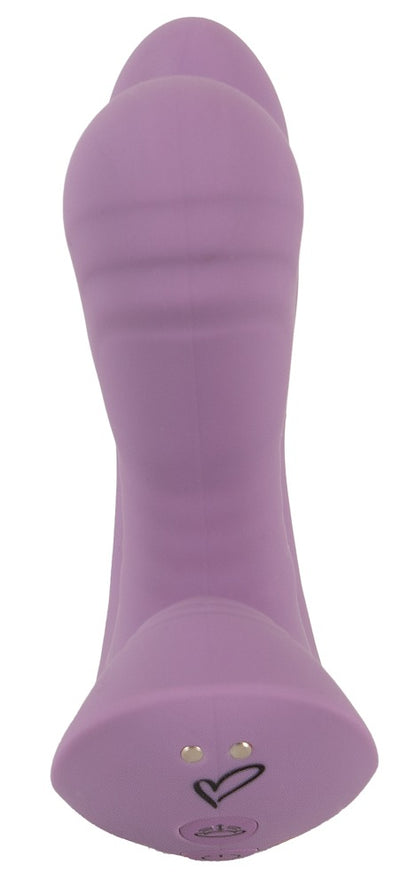 beau cœur MIREVA Triple Vibrator in Lila – Unteransicht mit strukturiertem Stimulationsbereich und verbreiterter Basis