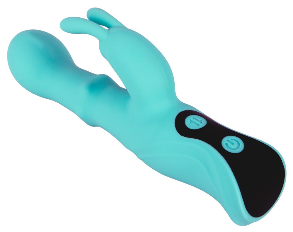 beau coeur ORIVEN Rabbitvibrator in Funktionsansicht mit nickendem Kopf, Slide-Ring-Massage und äußerem Bunny-Stimulator