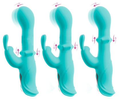 beau coeur ORIVEN Rabbitvibrator in mehreren Ansichten zur Darstellung der Nodding- und Slide-Ring-Bewegung