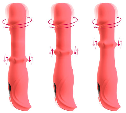 beau coeur ORYVIA Vibrator in mehreren Ansichten zur Darstellung der Rotation und der auf- und abgleitenden Slide-Ring-Massage