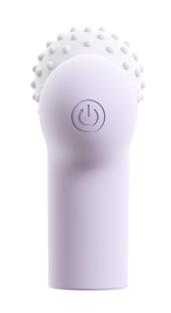 beau cœur RIONEX Mini Massager in Lila – frontale Produktansicht mit rundem Massagekopf und deutlich sichtbarer Noppenstruktur